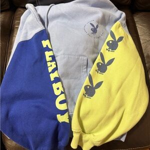 Playboy Two-Tone Blue and Yellow Sweatshirt